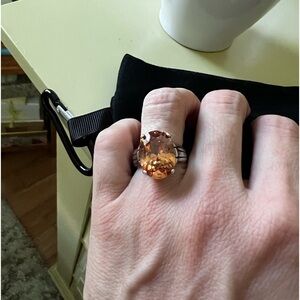 Gorgeous Sterling Silver, Amber Ring size 6